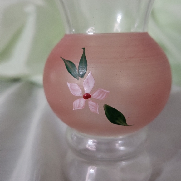 Vintage BARTLETT COLLINS 4" Vase Frosted Pink Gold Trim Handpainted Flower Vase - Picture 3 of 6